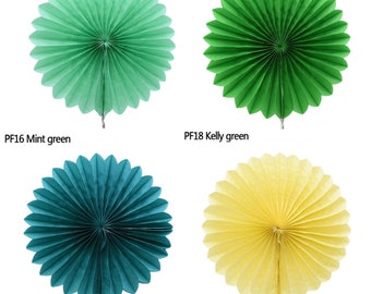 30cm Colourful Paper Fans, 30cm Tissue Paper Flowers, 30cm  Paper Pinwheels