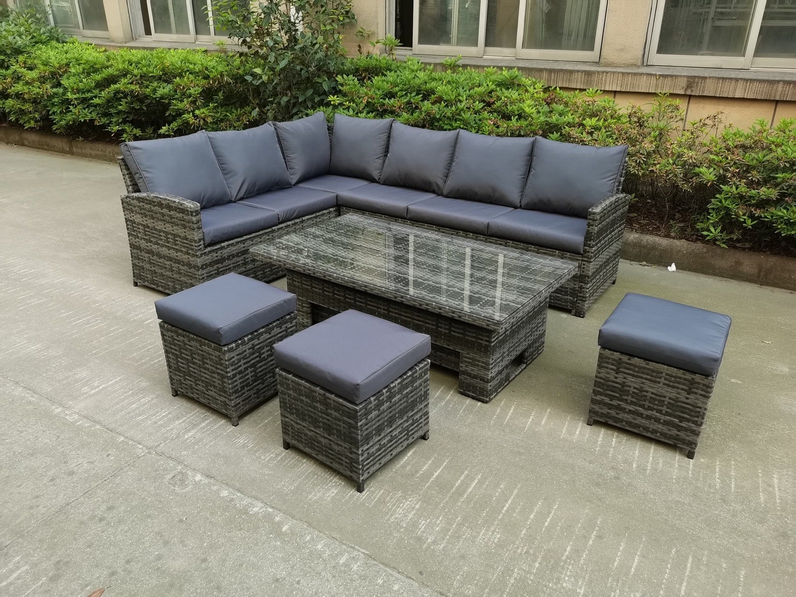 Garden Grey Rattan Furniture Corner Sofa Dinning Set Rising | Etsy