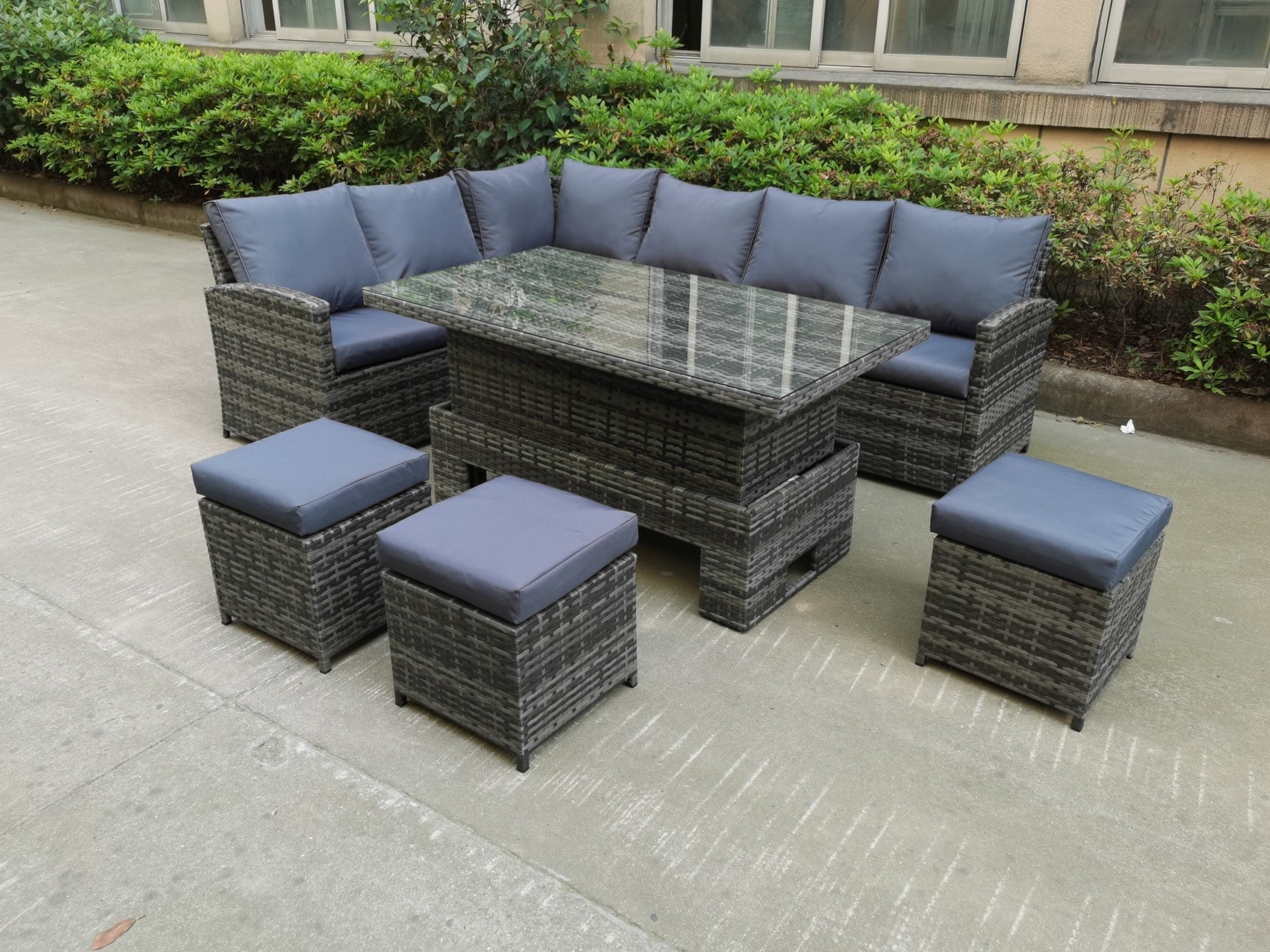 Garden Grey Rattan Furniture Corner Sofa Dinning Set Rising | Etsy