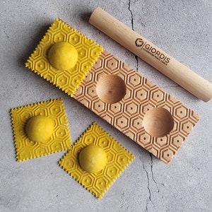 Ravioli Trio Mold BEEHIVE – Beech – RT201BE ,Ravioli Mold, Wooden ravioli mold, Handmade ravioli mold, Ravioli mould, Wooden Board,