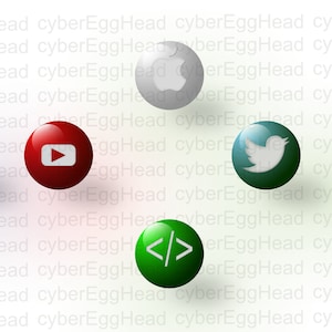 Glossy icons, Social Media - Facebook icon, IG icon, Apple icon, Twitter icon, Youtube icon,