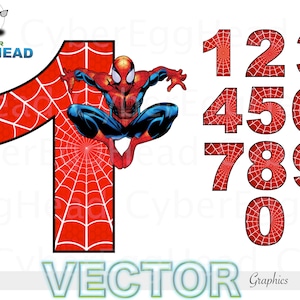 Spider-Man 0-9 Numbers Font SVG | Numbers Spider-Man SVG | Birthday Inspired Spider Man| Birthday Font Number - svg - png - jpg - eps