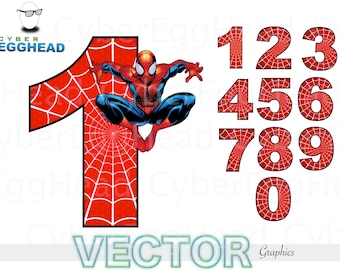 spiderman numbers etsy