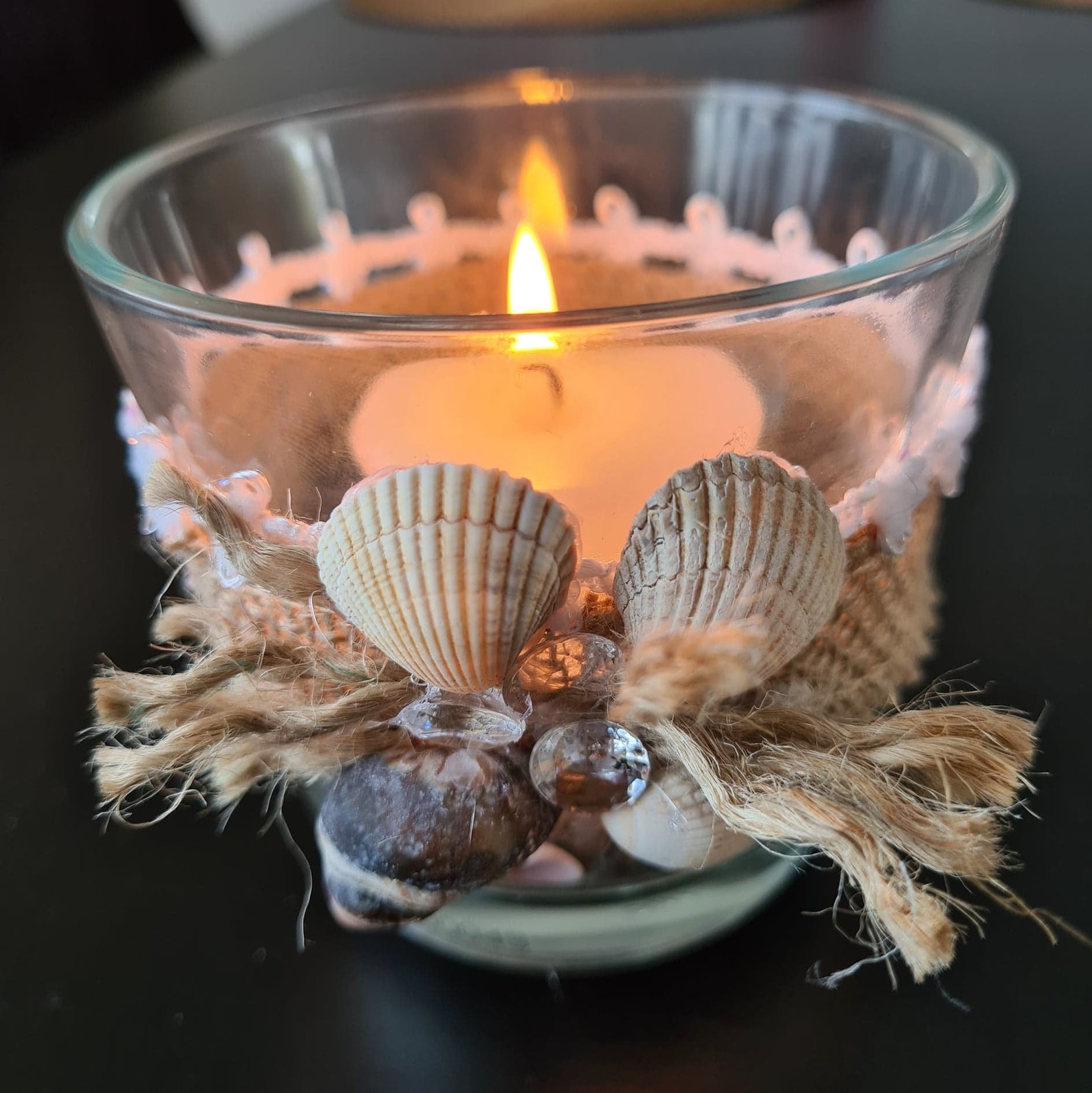Glass Candle Holder with sea shells Etsy