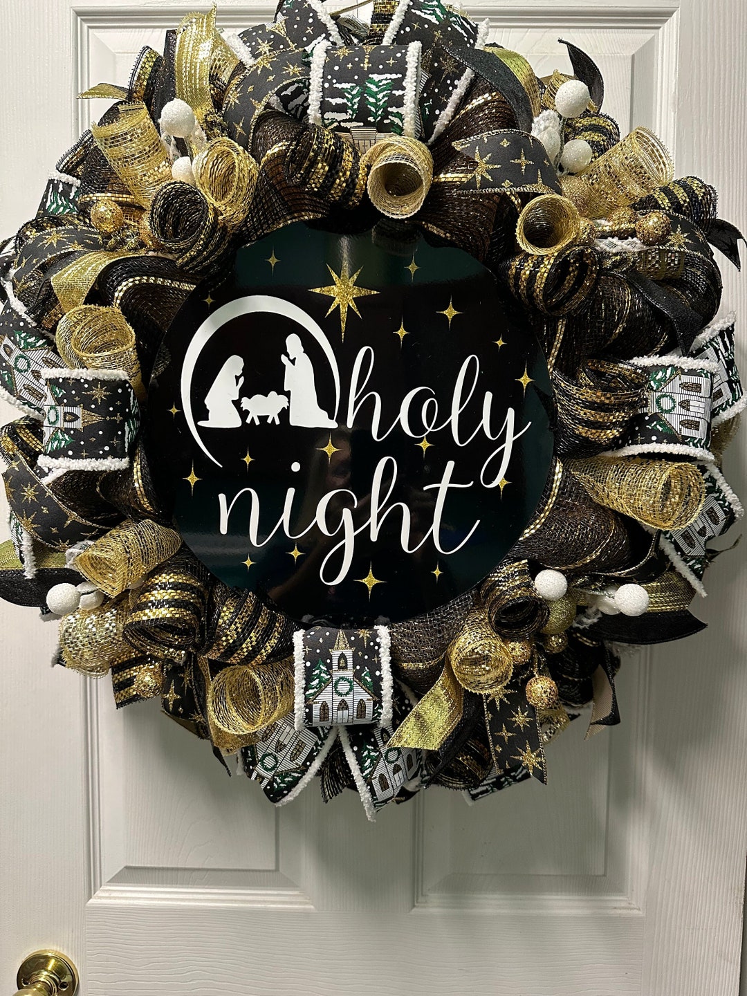 Christmas Wreath, Nativity Wreath, Manger Scene Wreath, Holiday Wreath, Doorhanger, Door Decor