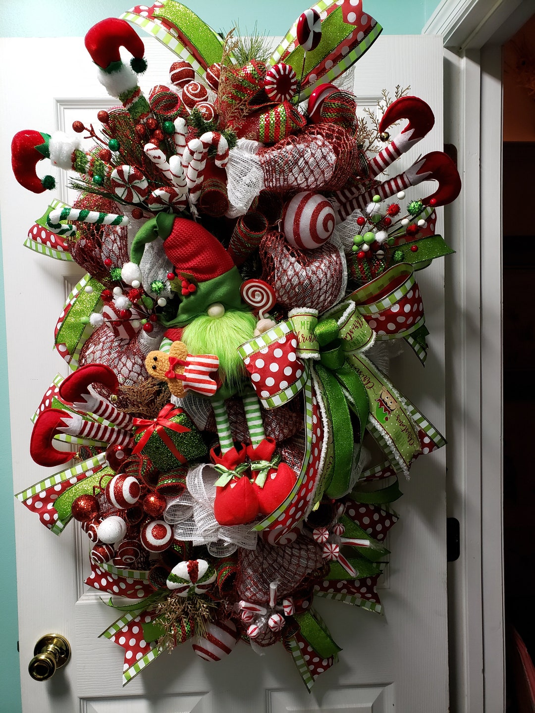 Christmas Wreath Whimsical Teardrop Christmas Wreath Gnome Etsy UK