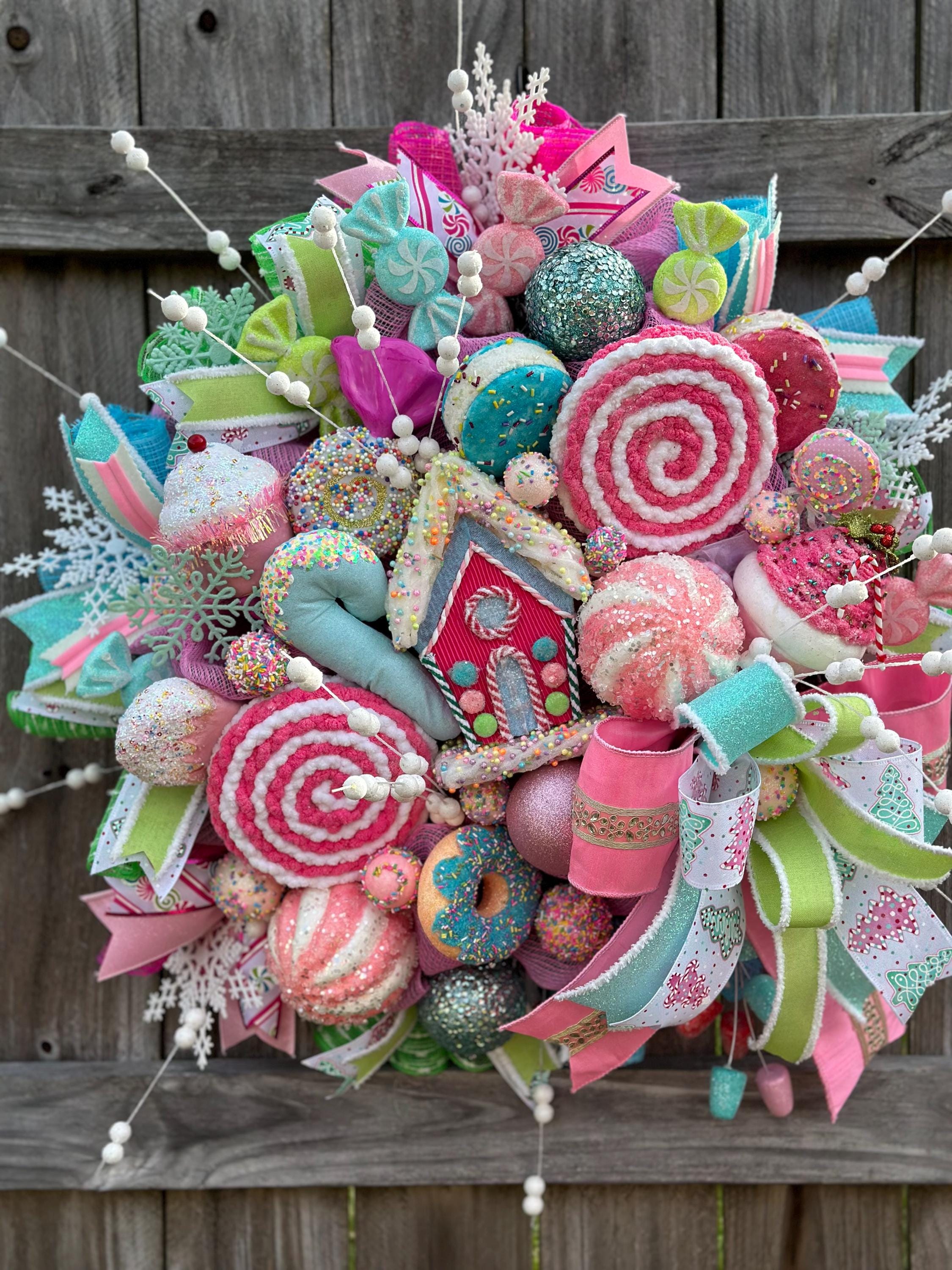 Candyland Wreath; Christmas Candyland Decor; Pastel Door Decor ...
