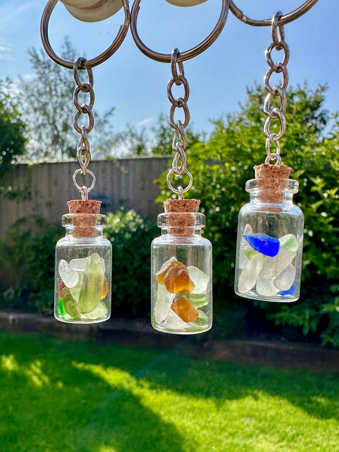 Anglesey Sea Glass Keyring Blue Sea Glass Glass Jar Etsy