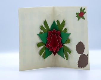 Poinsettia Cards - 3d Christmas card, Pop up Christmas cards, Pop up card, handmade xmas cards, Pop up Christmas card