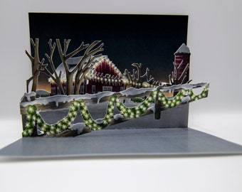 Farm Christmas card- 3d Christmas card, Pop up Christmas cards, Pop up cards, Pop up Christmas card, handmade xmas cards