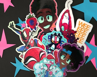 spider-man spiderverse miles morales spiderpunk stickers