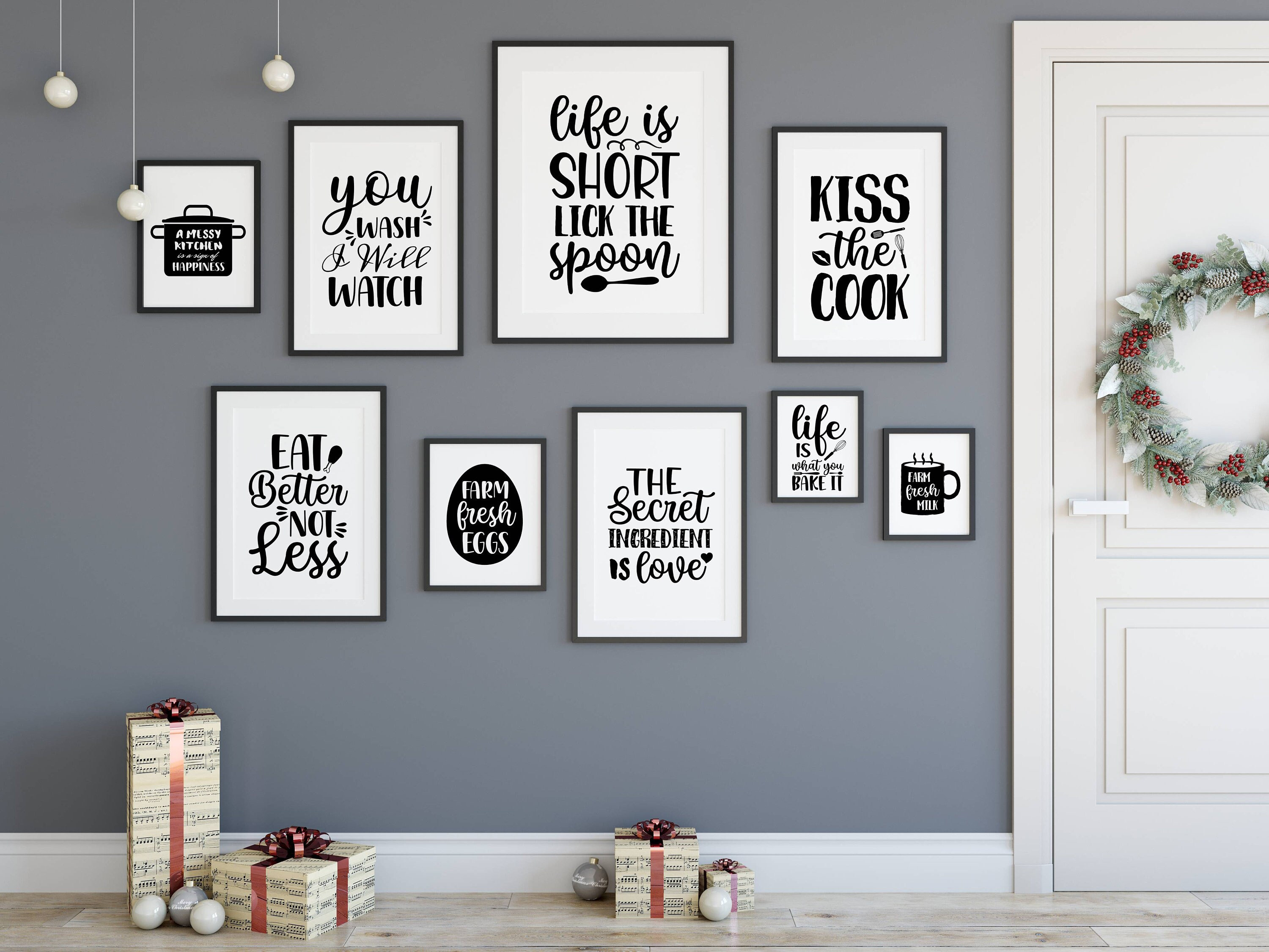 Kitchen Wall Art Print Set Set of 9 Kitchen Typography Etsy