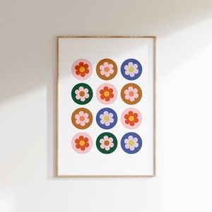 Flower Grid Print | Illustration | Digital Print | Artwork | Wall Decor | Home Decor