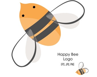 Bee Logo Desing in cute doodle style. EPS, JPG, and PNG files