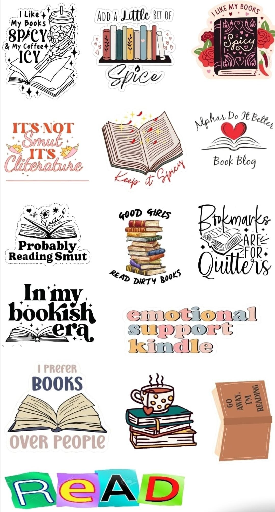 15 Book Lover Stickers Theme | Sticker Bundles | Vinyl Stickers | Water ...