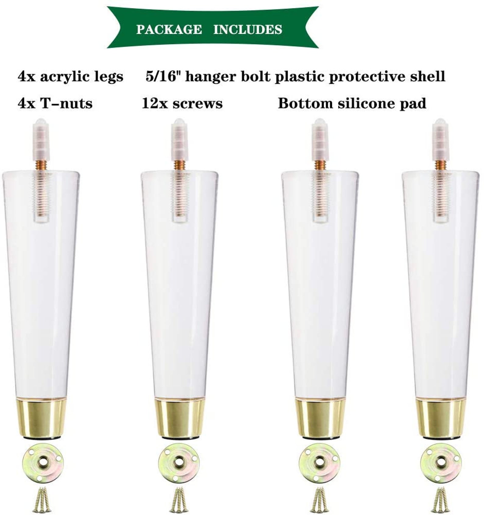 Acrylic Furniture Legs Tapered Clear Glass Furniture Legs Pack Etsy