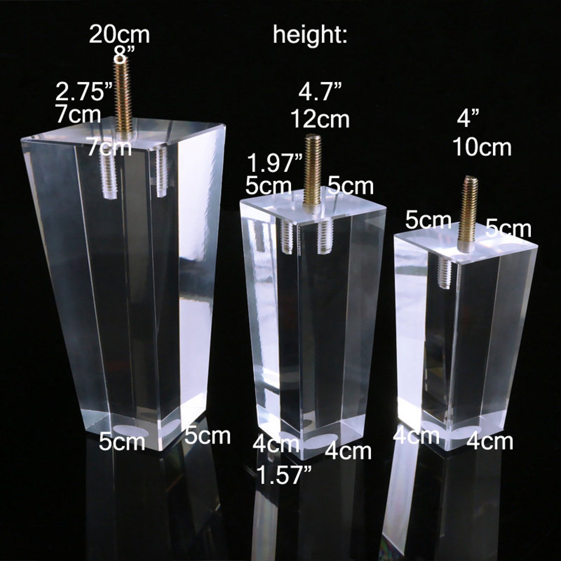 Square Acrylic Furniture Legs Sofa Stand legs for Bed Table Etsy