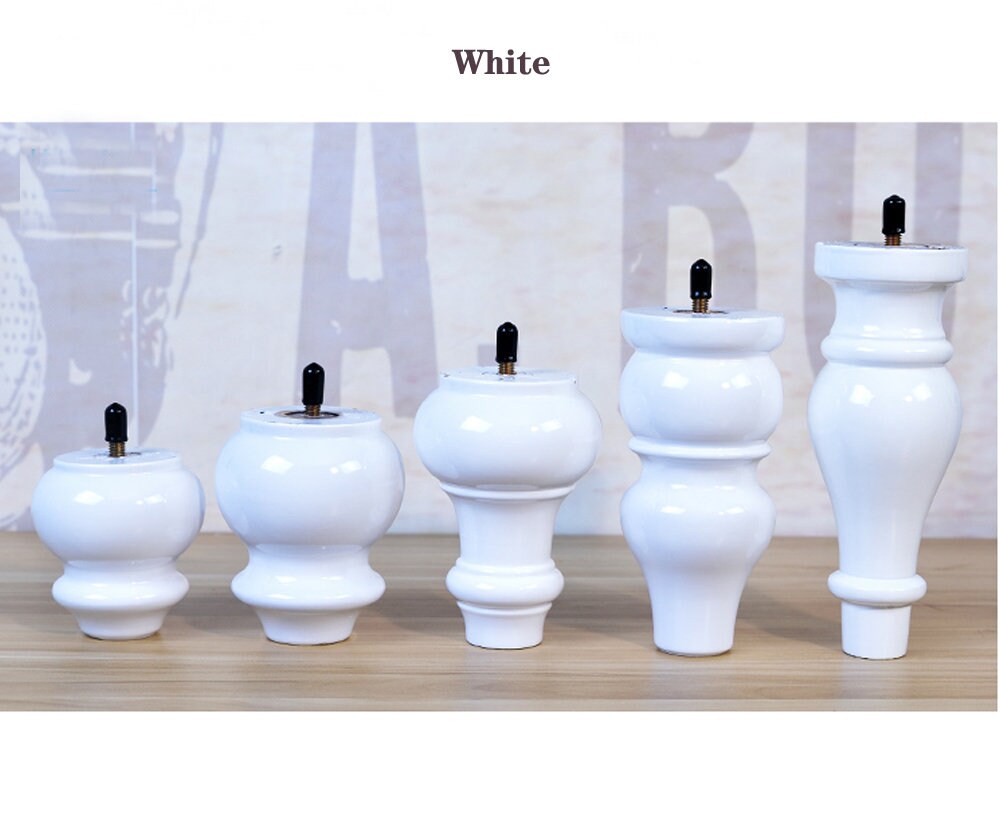 4PCS 4.7 Black / White Wooden Furniture Legs Retro Etsy