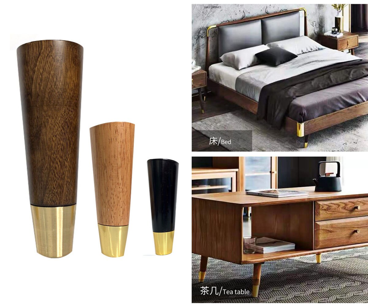 4x Retro Braun Massivholz Möbelbeine Goldene Beine Holz Textur | Etsy