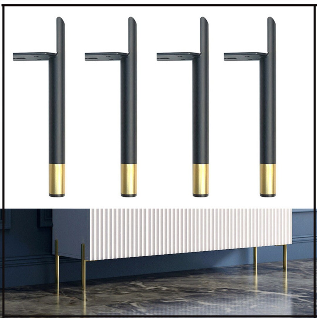 4PCS Black / Silver Metal Furniture Legs, Modern Coffee Sofa Feet