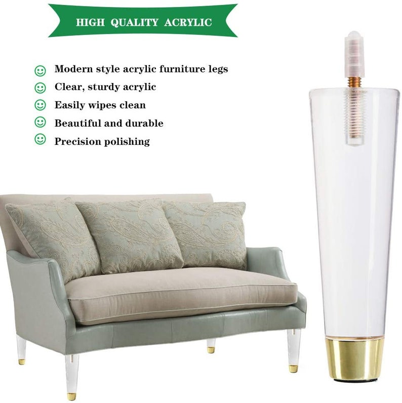 Acrylic Furniture Legs Tapered Clear Glass Furniture Legs Pack Etsy