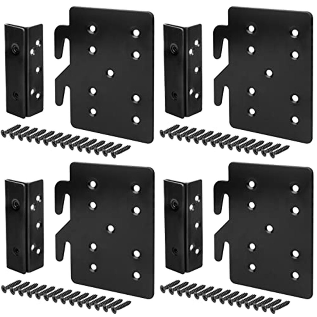 4 Sets Bed Frame Bed Post Double Hook Slot Bracket, Heavy Duty for Bed