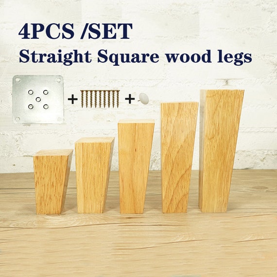 4pcs 20 cm pieds de meubles en bois pieds de canapé en bois avec plaque de