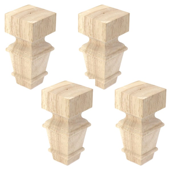 4PCS Unfinished Bun Feet Wood Furniture Legs Sofa Wooden Feet Replacement for Cabinet Bed Couch