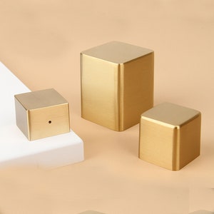 Table Foot Cover Cap, Zinc Alloy Square Furniture Leg Cover Floor Protector, Modern Style Table Chair Sofa Feet Cover- Gold