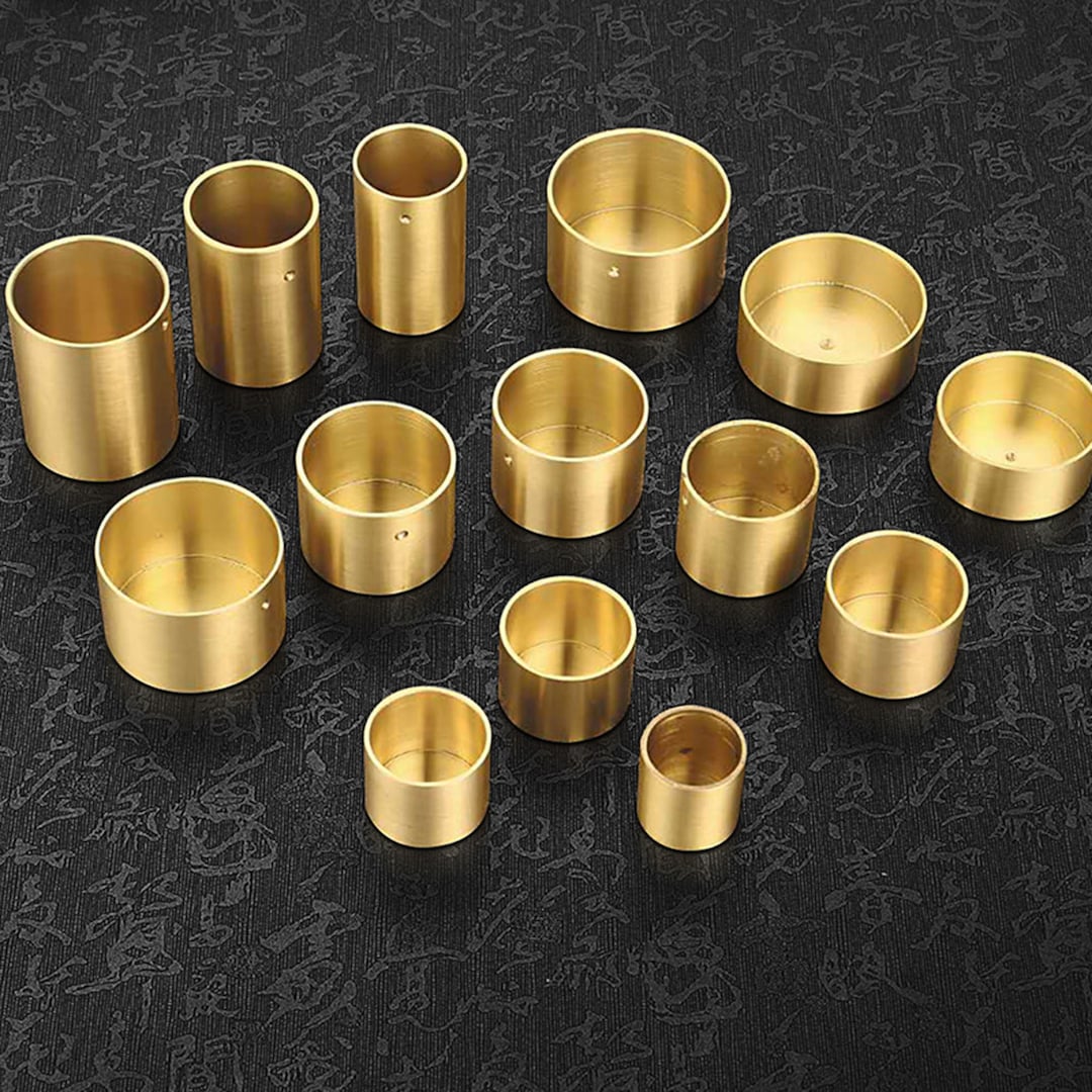 Set of 4 Table Leg Covers, Gold Pure Copper Round Furniture Leg Cover Floor Protector