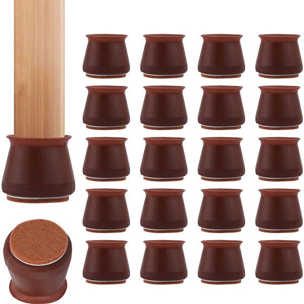 36pcs Chair Leg Floor Protectors Caps for Hardwood Floors, Felt Bottom Soft Silicone Furniture Foot Cup Pads Table Feet Covers, Noiseless