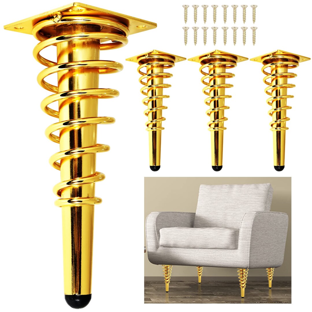 Gold Metal Furniture Legs 8 Inches, Couch Legs Mid Century Modern Sofa