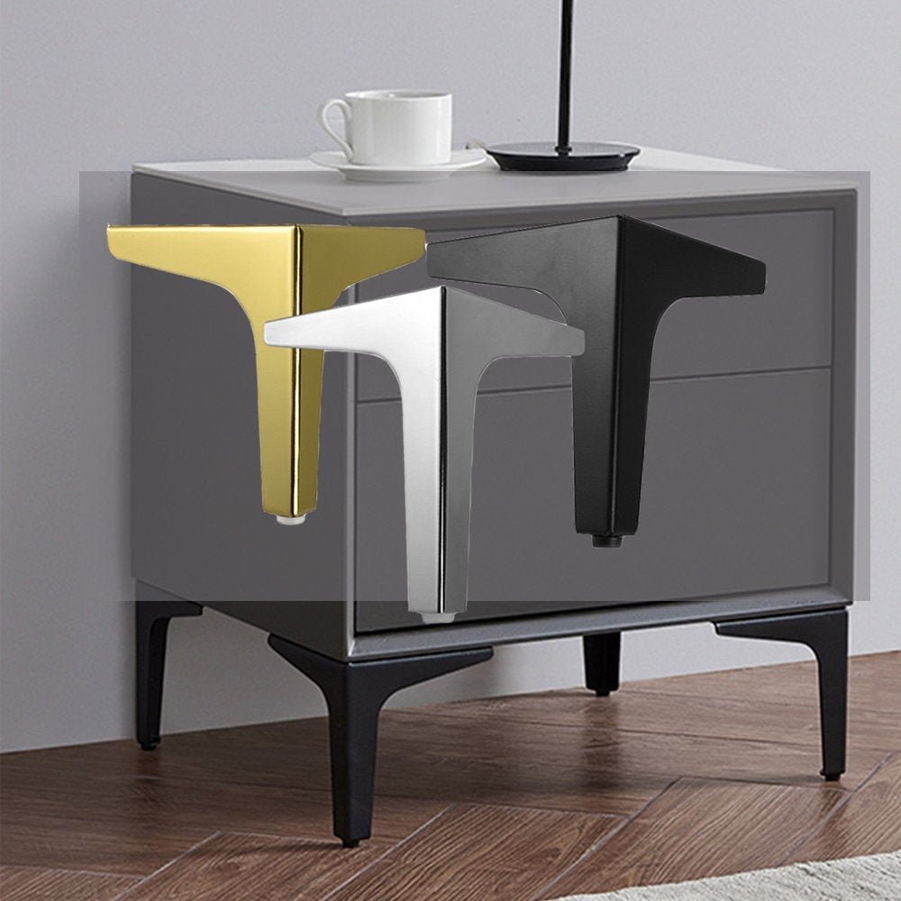 Set of 4 European Design triangle metal furniture legs 6” Blacksofa table feet 