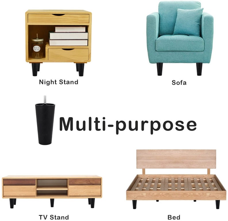 150mm Tapered Plastic Sofa Couch and Chair Legs M8 Thread Set Etsy