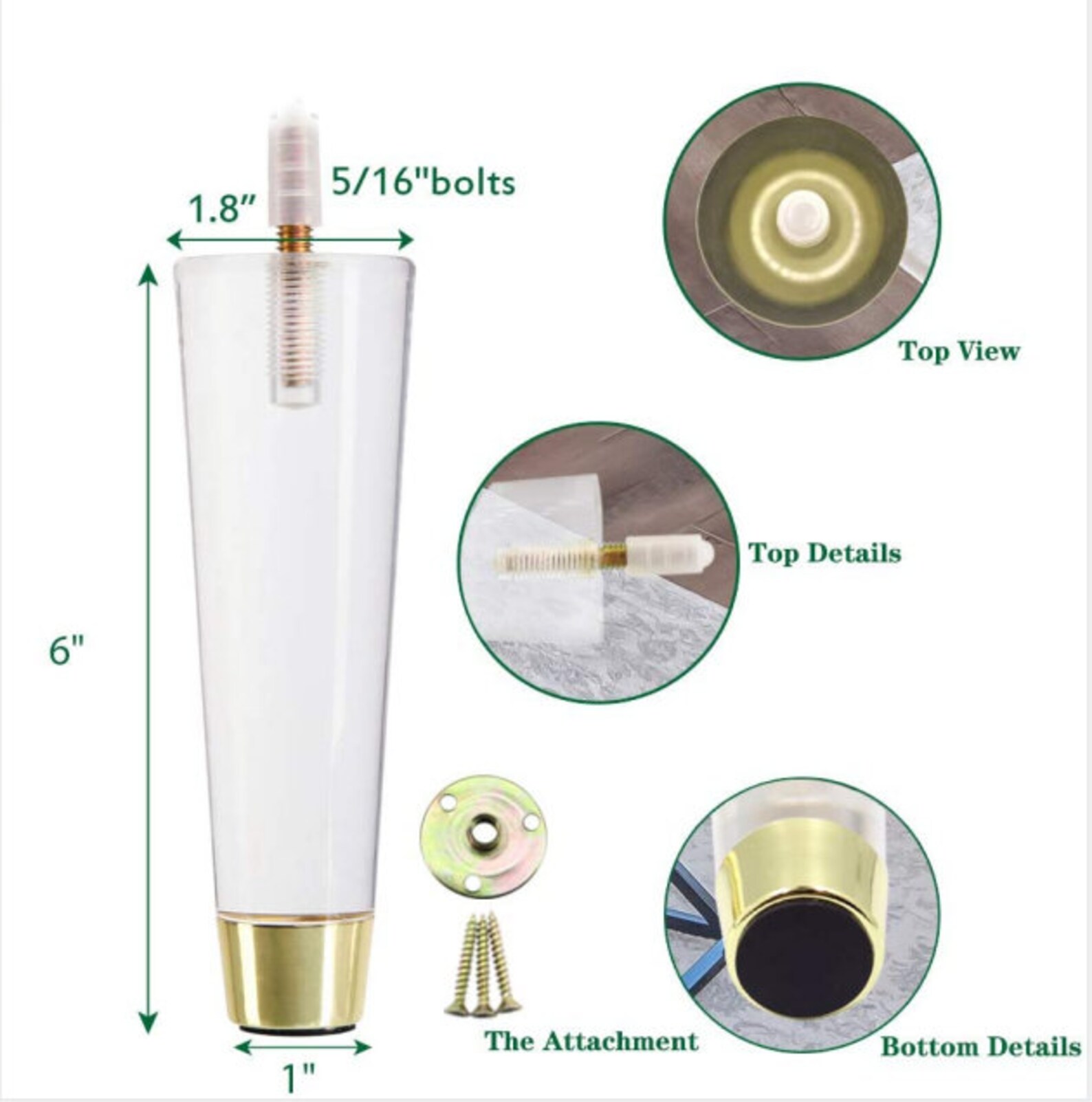 Acrylic Furniture Legs Tapered Clear Glass Furniture Legs Pack Etsy