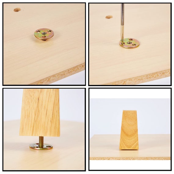 Juego de 4 Patas para Muebles de Repuesto Patas Cama de Madera con Placas  de Montaje