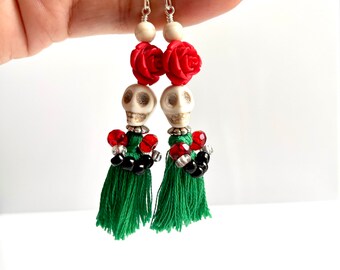 Cinco de Mayo Day of the Dead, Dangle Earrings, Skull earrings, Skeleton earrings,Dia De Los Muertos, Gift, Birthday Gift,Mother’s Day Gift