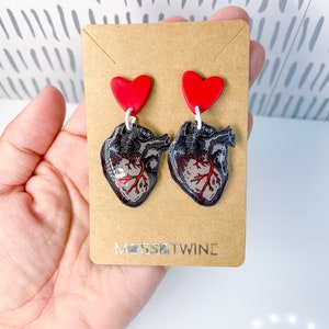 Valentine’s Day Earrings| Gifts for her| Heart Earrings| Human Heart Dangles| Human Heart Anatomical Earrings| Fun Gift| Girlfriend Gift