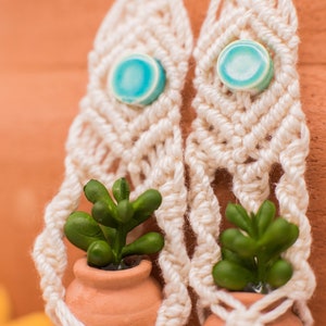 Miniature Macrame Plant Hanger Earrings