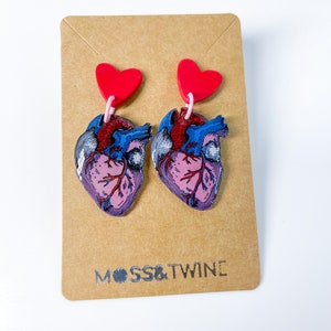 Valentine’s Day Earrings| Gifts for her| Heart Earrings| Human Heart Dangles| Human Heart Anatomical Earrings| Fun Gift| Girlfriend Gift
