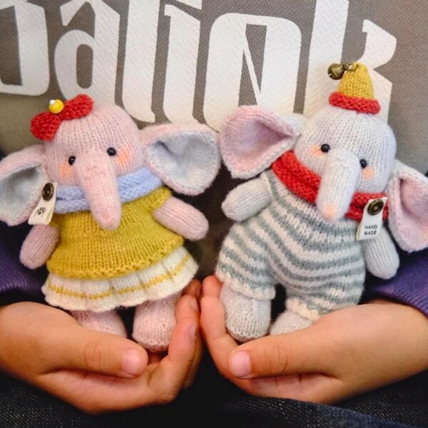 Wzór na dzierganą lalkę słonia: Zabawka amigurumi (wzór w formacie PDF)
