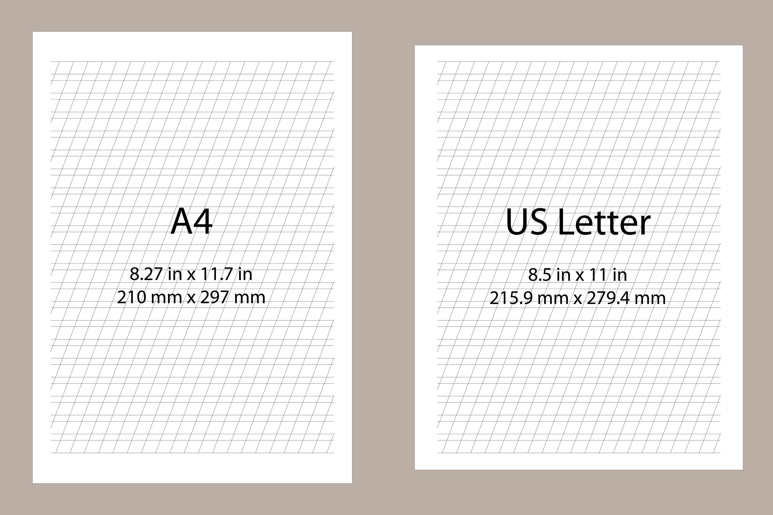 handwriting paper printable lined a4 and us letter sheets etsy