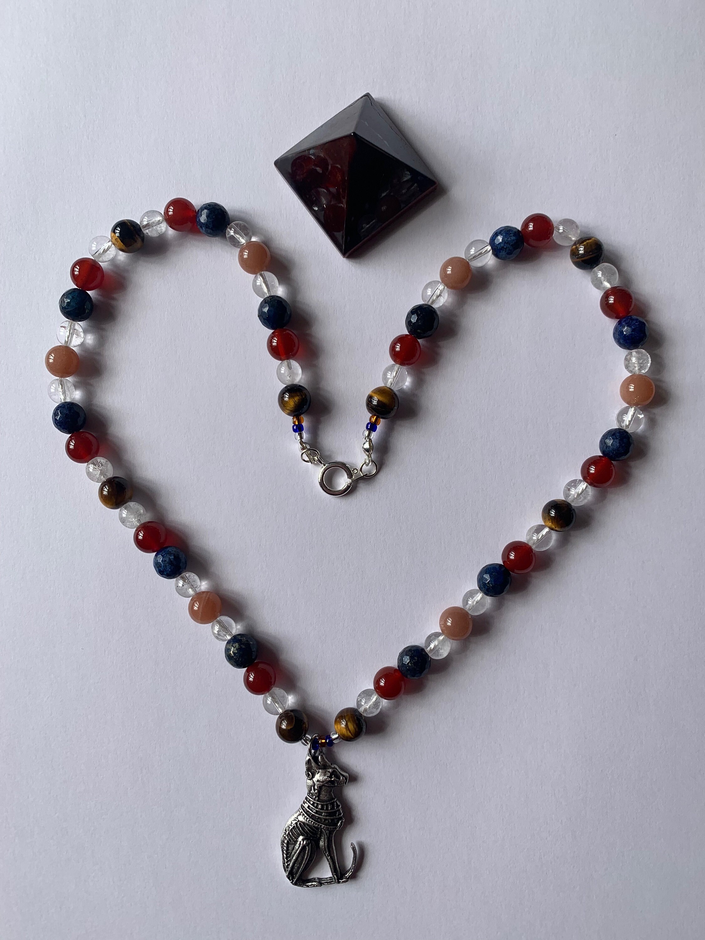 Cat Goddess Bastet Gemstone Necklace Etsy UK
