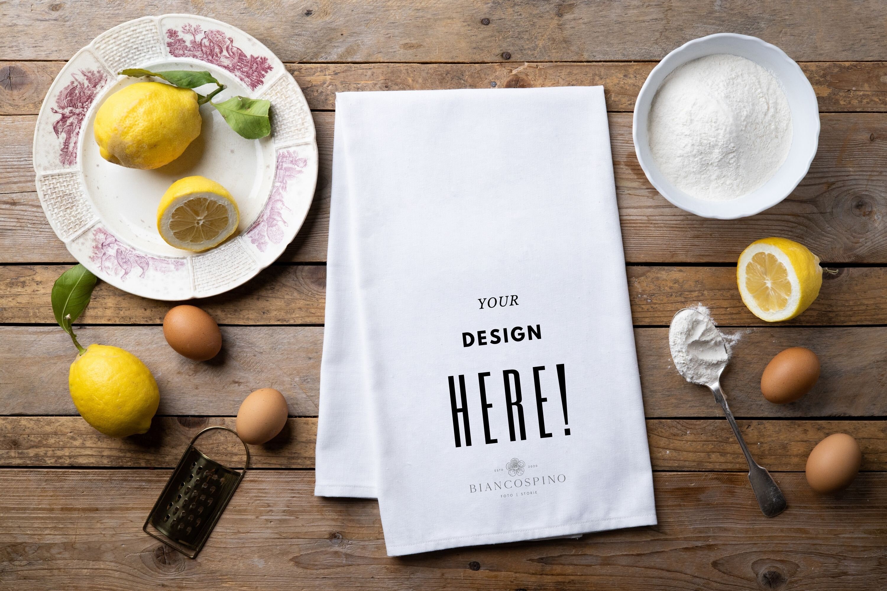 White kitchen towel mockup tea towel mockup bakery towel ...