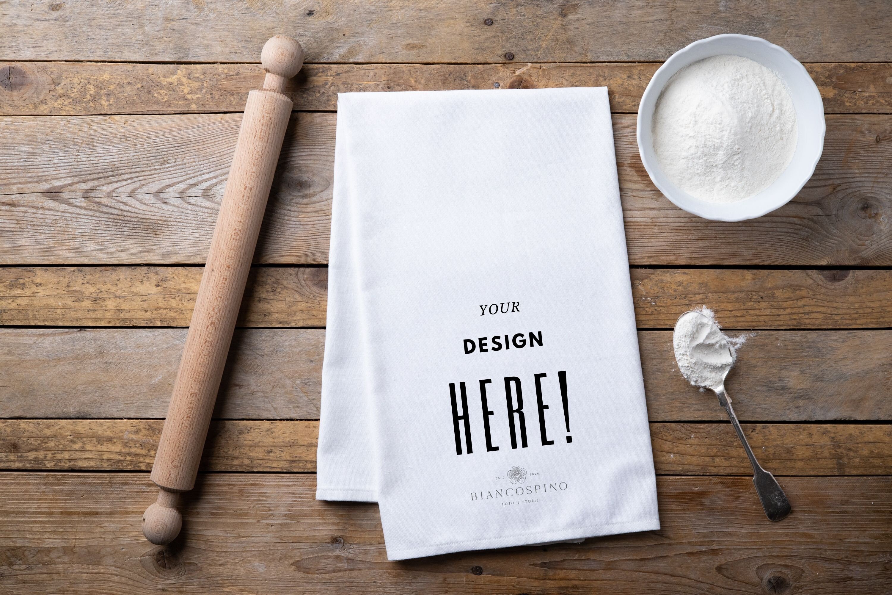 White kitchen towel mockup tea towel mockup bakery towel