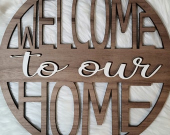 Welcome to Our Home Sign-Welcome Sign-Home Decor-Sign-Our Home-Home-Decor-Digital Download-Glowforge-Laser-SVG