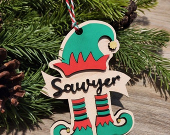 Personalized Elf Ornament, Personalized Ornament SVG, Elf Ornament, Glowforge File, Laser Cut File, Digital Download