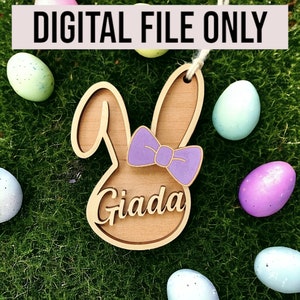Easter Basket Tag SVG-Easter Tag SVG-Glowforge-Personalized Easter Basket Tag-Basket Tag-Easter SVG-Easter Bunny-Laser File-Digital Download