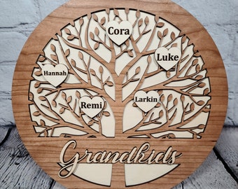 Grandkids Family Tree-Family Tree-Grandkids-Tree-Home Decor-Gift-Digital Download-Glowforge-Laser-SVG