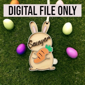 Easter Basket Tag SVG-Easter Tag SVG-Glowforge-Personalized Easter Basket Tag-Basket Tag-Easter SVG-Easter Bunny-Laser File-Digital Download